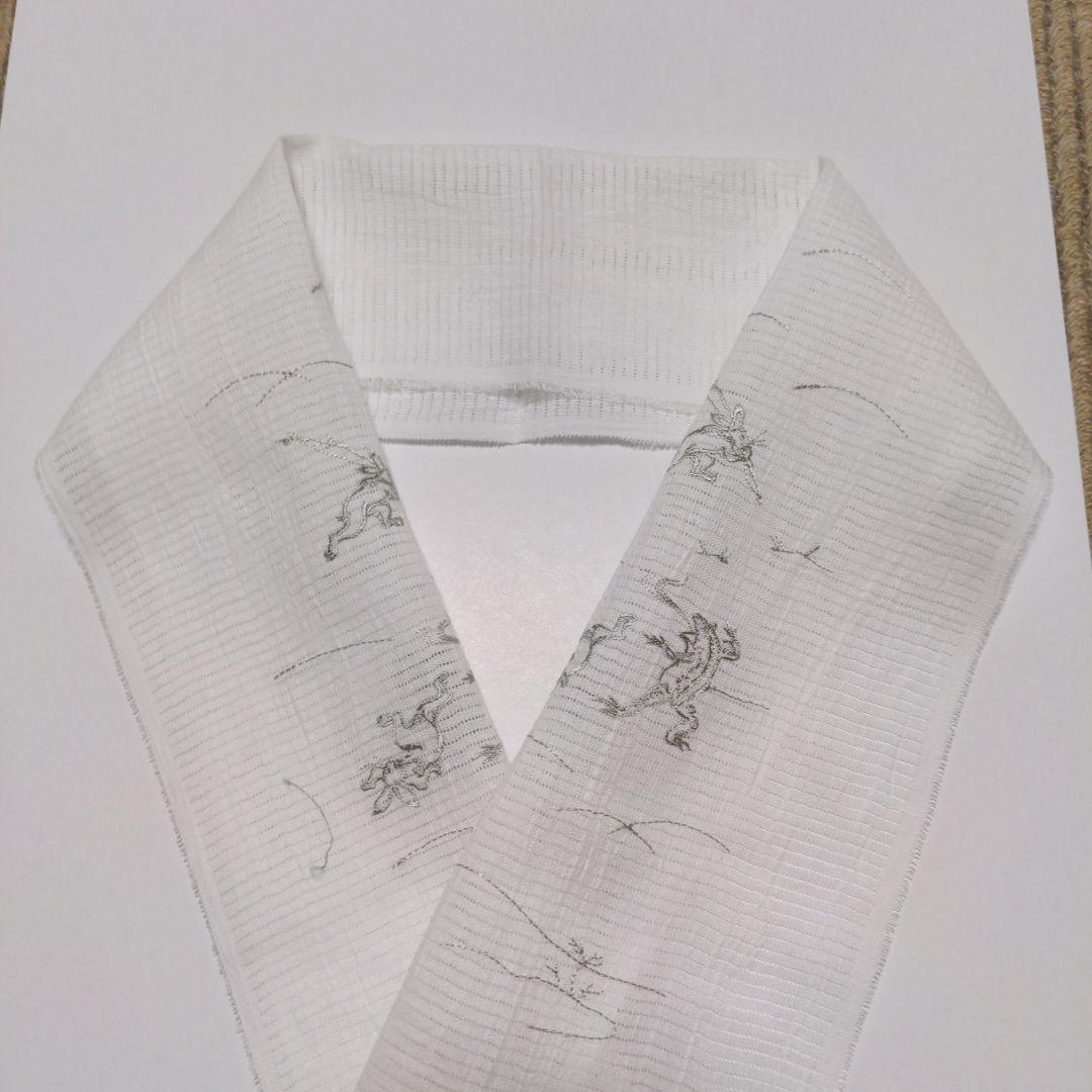 夏物　半衿　絽　6月7月8月に　麻　あさ　麻生地　お単衣や絽の着物に　刺繍