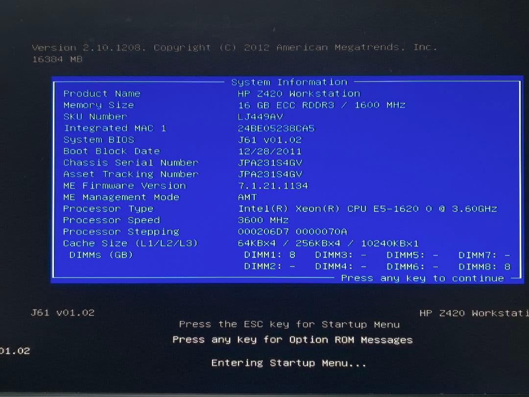 [ジャンク] hp Z420メモリ16GB/NVIDIA Quadro 4000