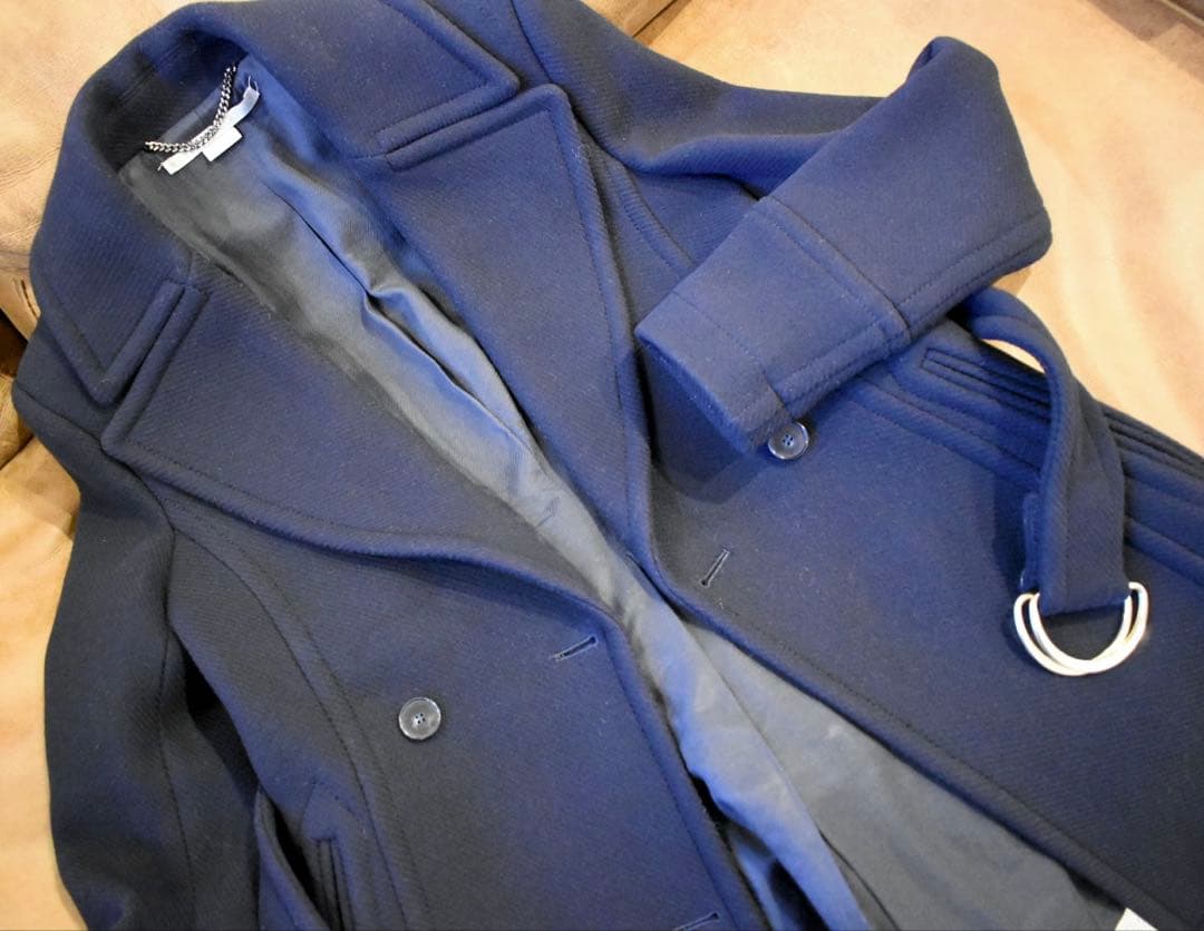 【ステラマッカートニー】ベルテッドウールピーコート ネイビー 近年 34/S