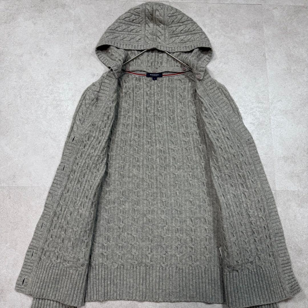 美品♡バーバリーロンドン カシミヤ 2way ケーブルニット カーディガン M