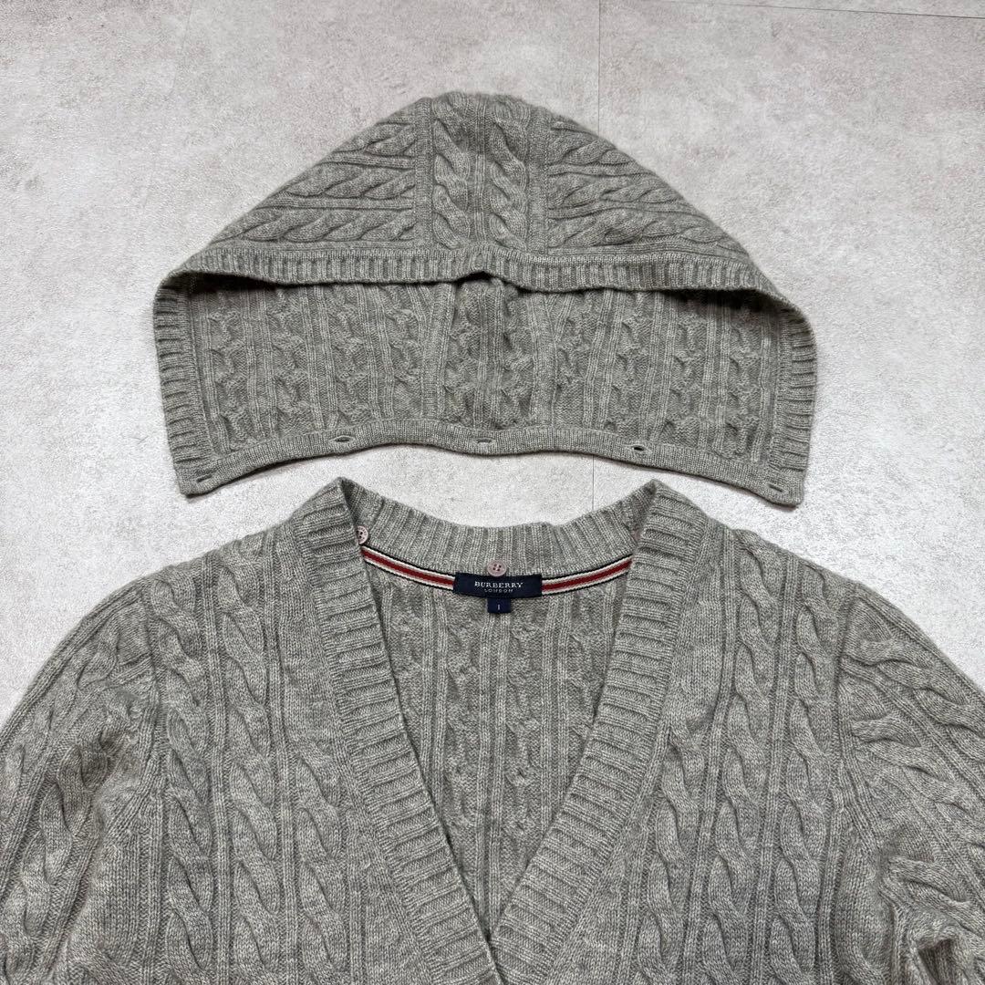 美品♡バーバリーロンドン カシミヤ 2way ケーブルニット カーディガン M