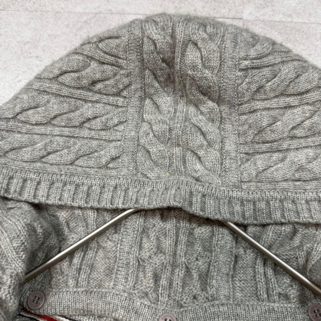 美品♡バーバリーロンドン カシミヤ 2way ケーブルニット カーディガン M