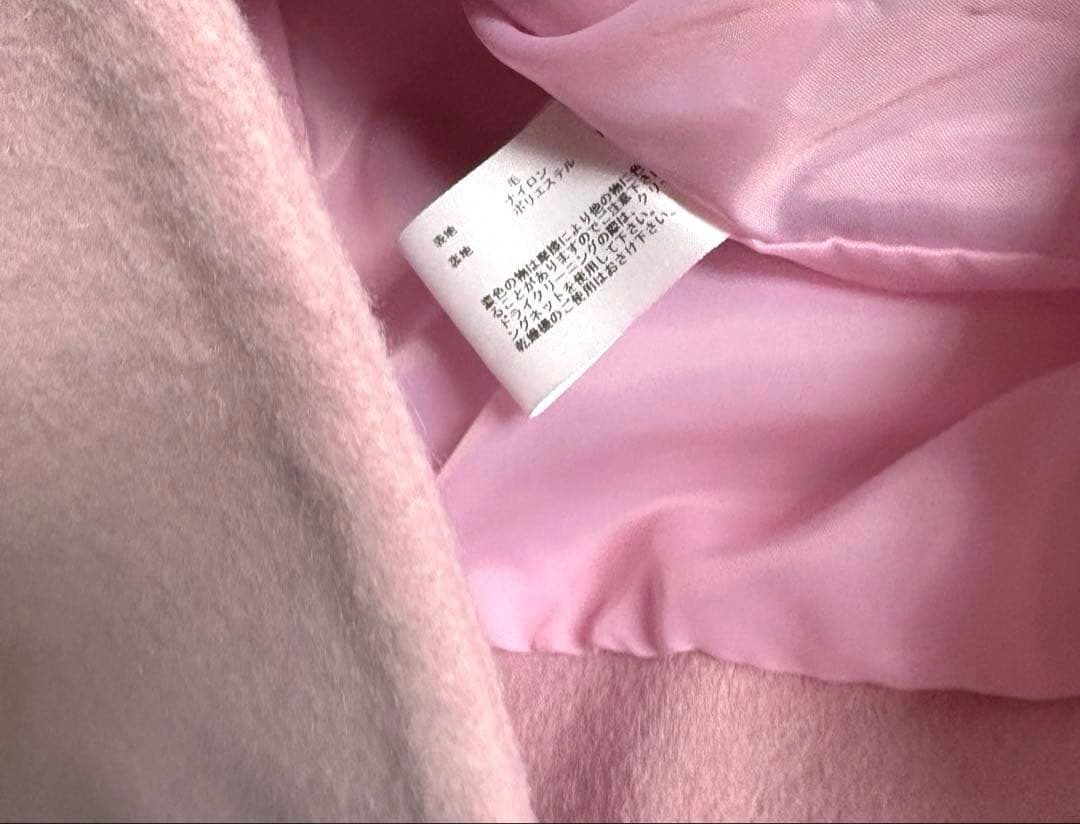 【ほぼ新品】エムドゥ　ウール90％ノーカラーコート　ピンク36