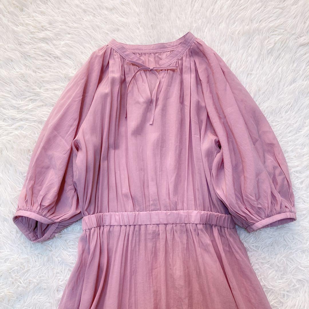 極美品✨アナイ ライトローンギャザーフレアワンピース ペチコート付き