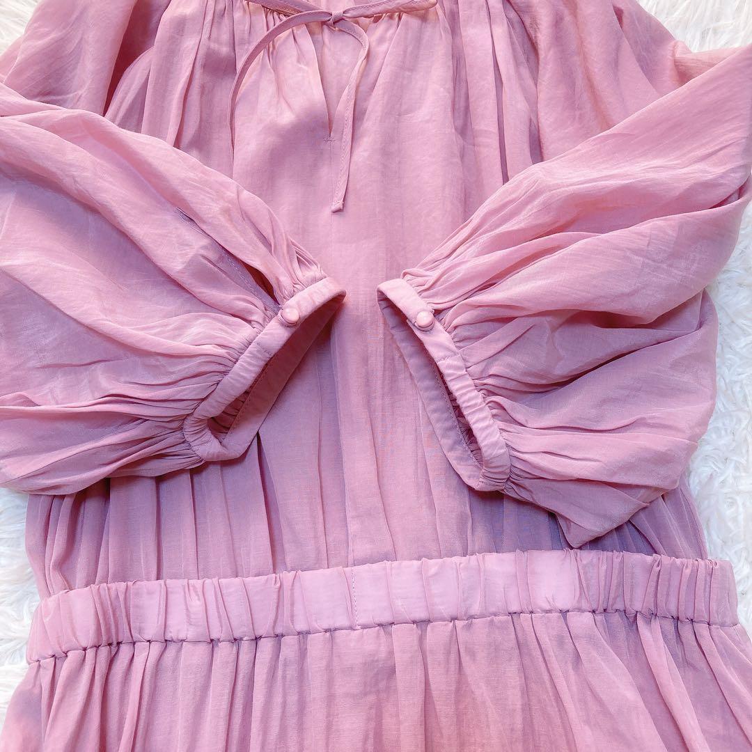 極美品✨アナイ ライトローンギャザーフレアワンピース ペチコート付き
