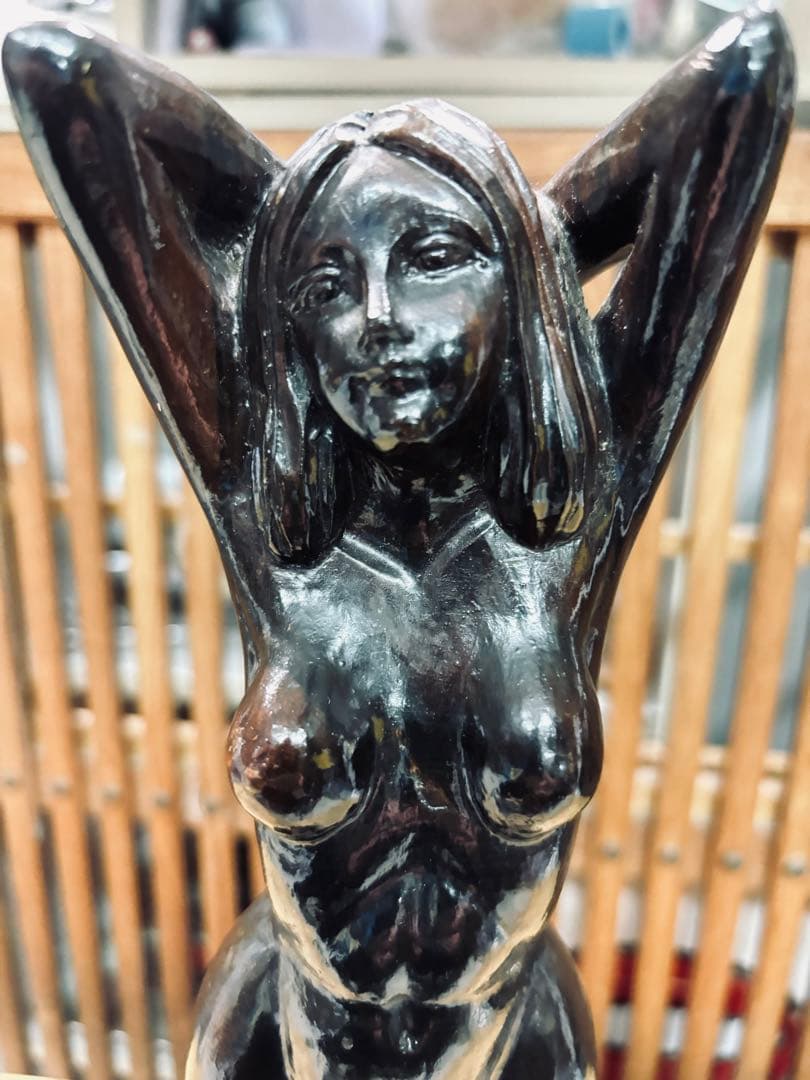 濱充司 黒檀！ 黒色 木製 ヌード彫刻 約3９cm 激安大安売り