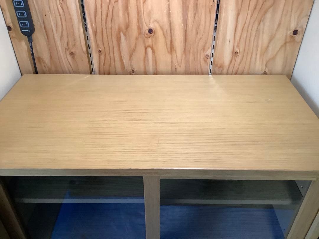 無印良品　オーク材キャビネットガラス扉（引戸）