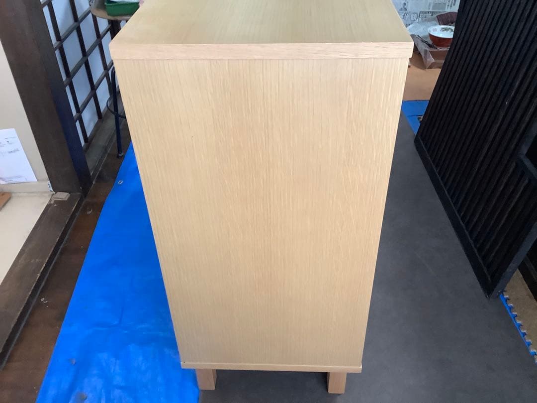 無印良品　オーク材キャビネットガラス扉（引戸）