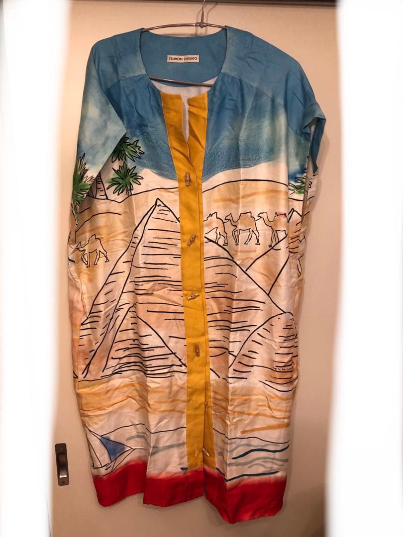 ツモリチサト エジプト風景プリント 半袖ワンピース