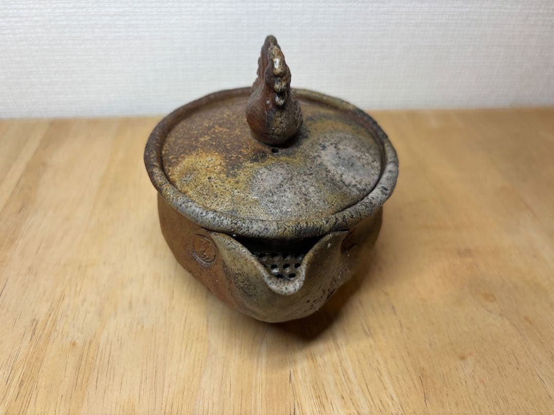 54.備前焼 宝瓶 登り窯 鶏 にわとり ニワトリ 手びねり 急須