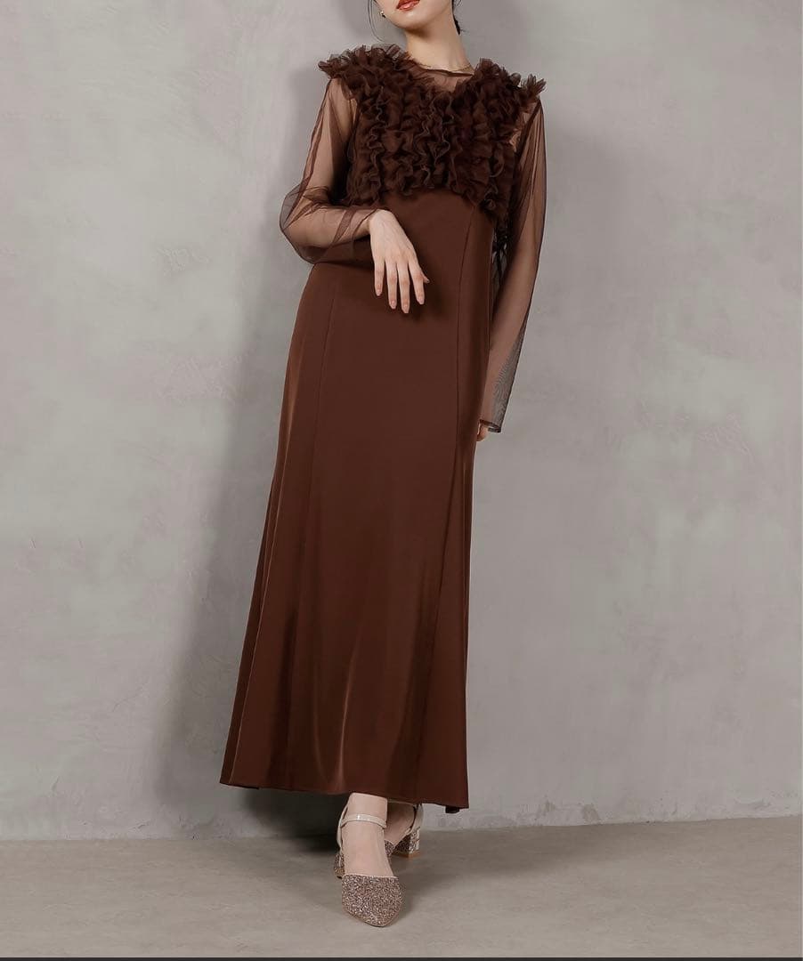 Kana チュール ボリューム フリル ベスト シアー トップス ワンピース