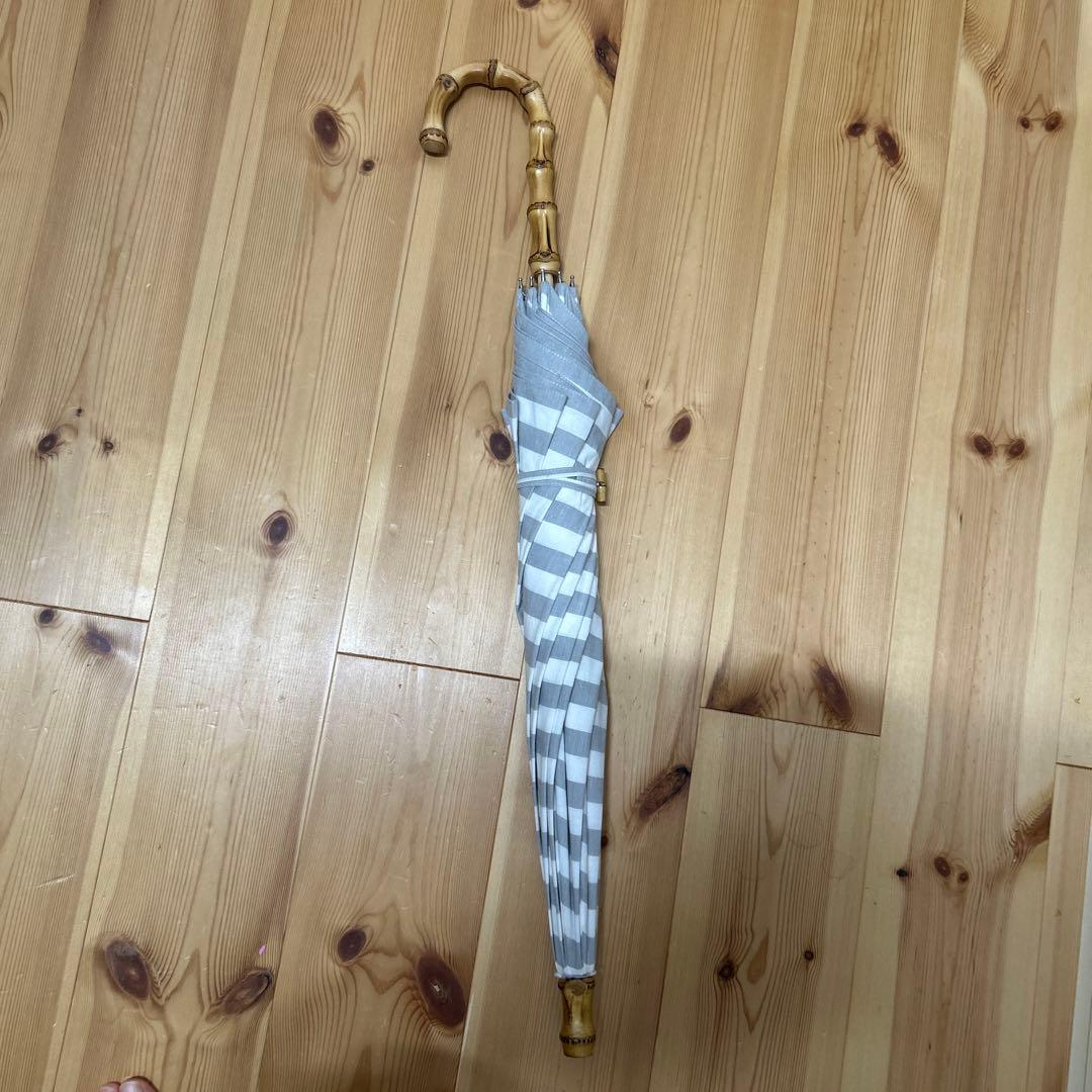 北欧 暮らしの道具店ストライプ柄 長傘 バンブーハンドル