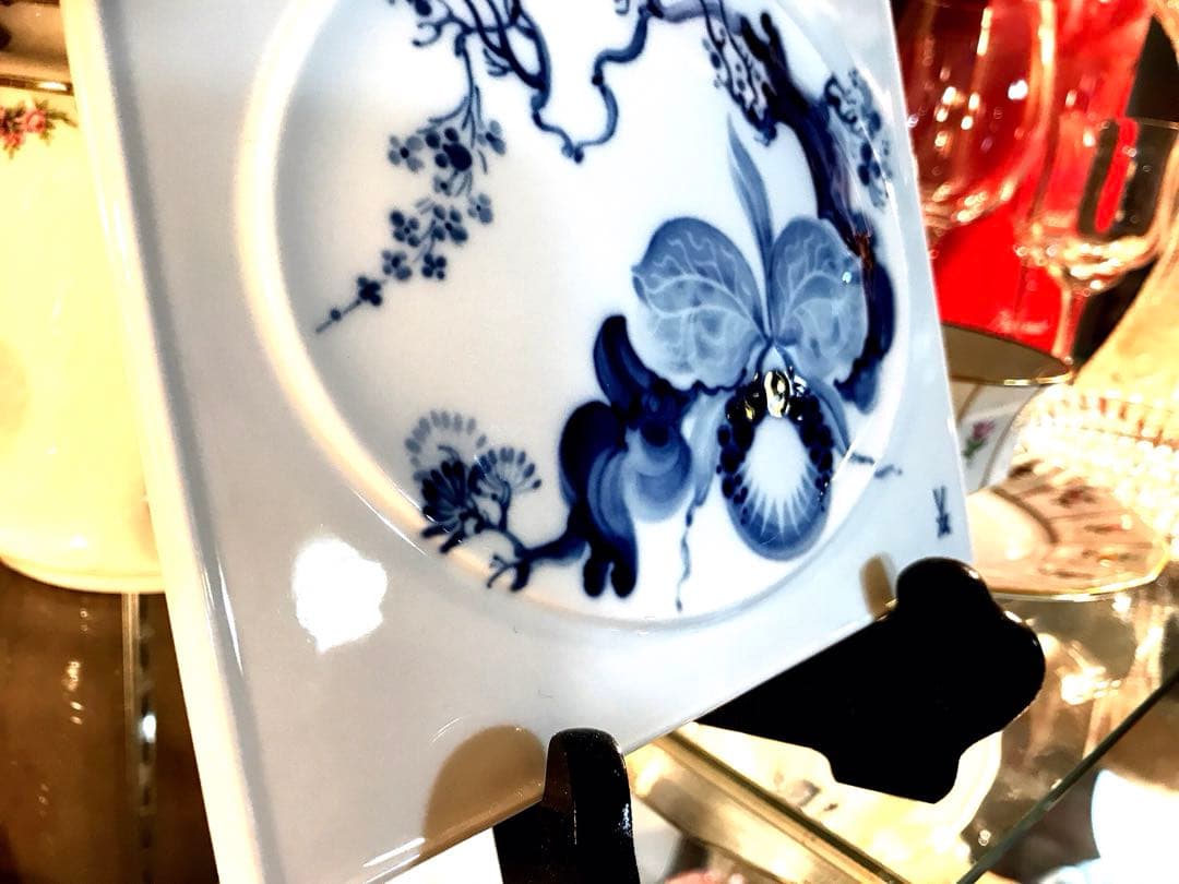 Meissenマイセン　ブルーオーキッド　陶板画