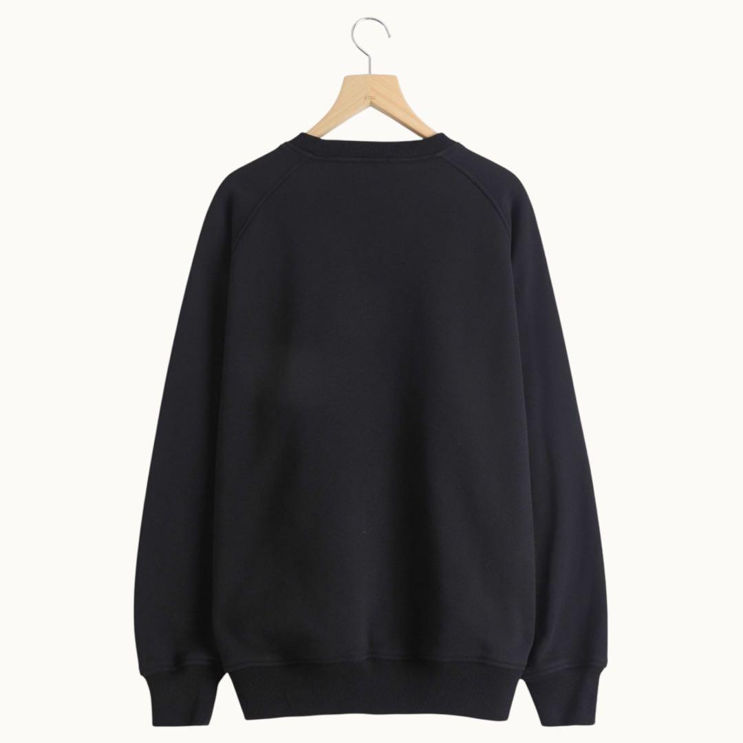 COMOLI 26SS コットン裏毛クルーネック ブラック サイズ3