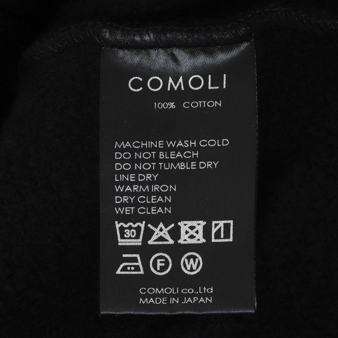 COMOLI 26SS コットン裏毛クルーネック ブラック サイズ3