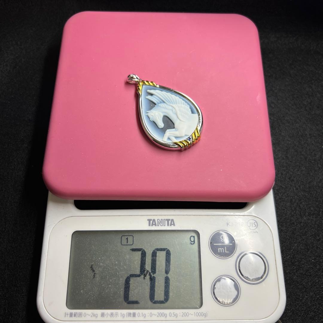 IEI 925刻印ストーンカメオネックレストップ　20g 東Y8-0206☆2F