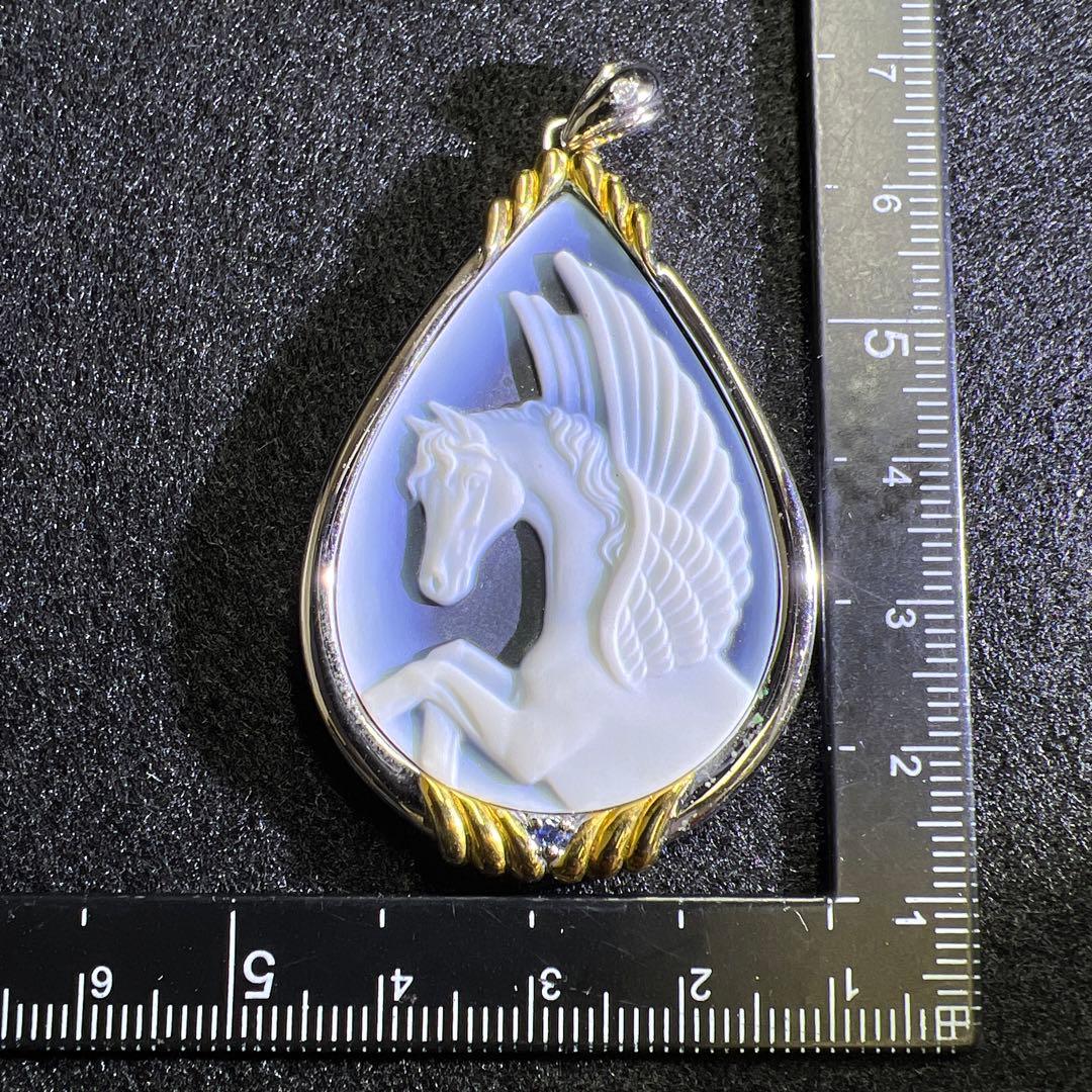 IEI 925刻印ストーンカメオネックレストップ　20g 東Y8-0206☆2F