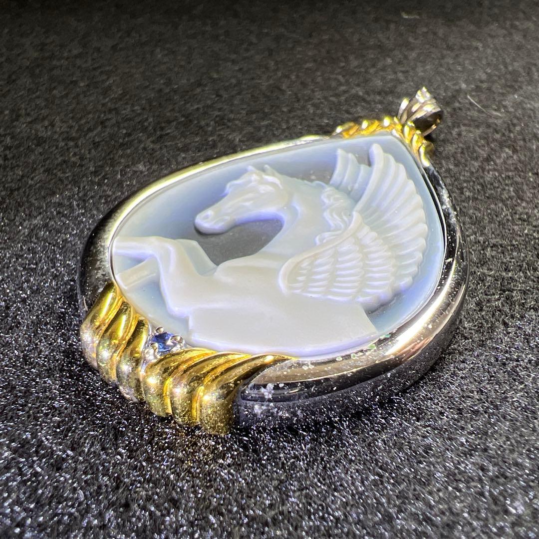 IEI 925刻印ストーンカメオネックレストップ　20g 東Y8-0206☆2F