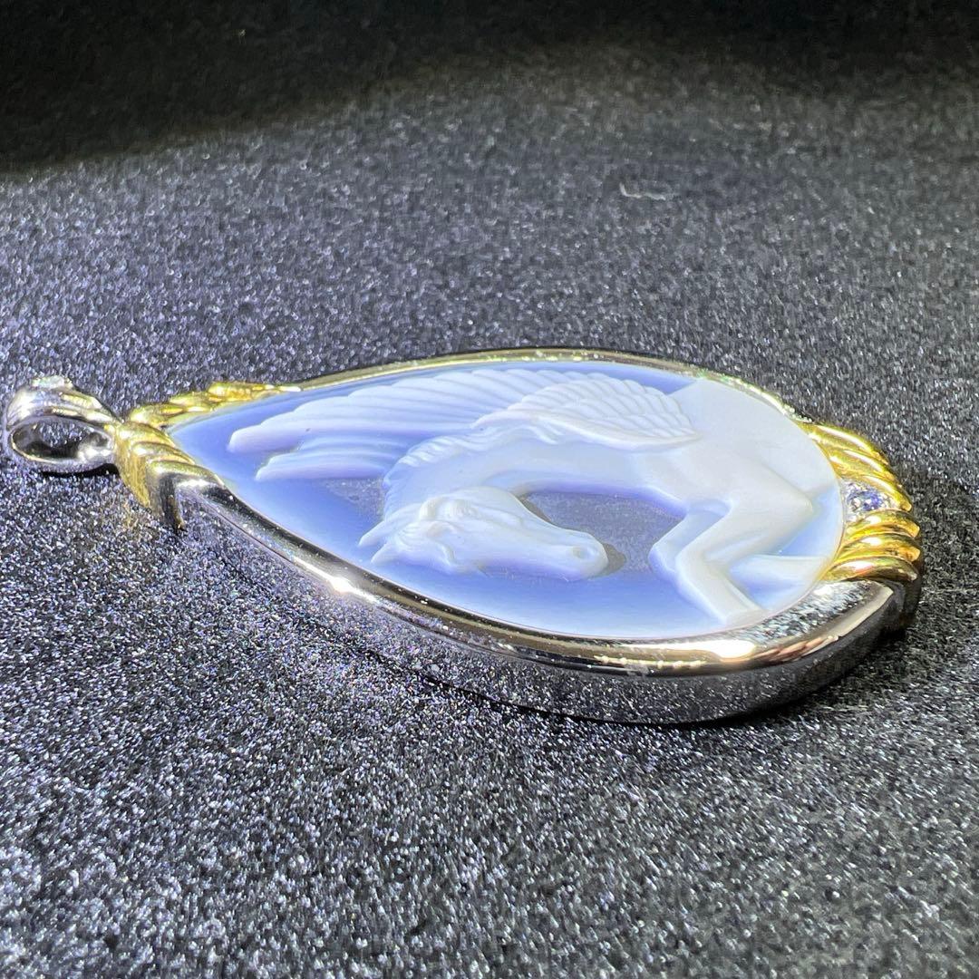 IEI 925刻印ストーンカメオネックレストップ　20g 東Y8-0206☆2F