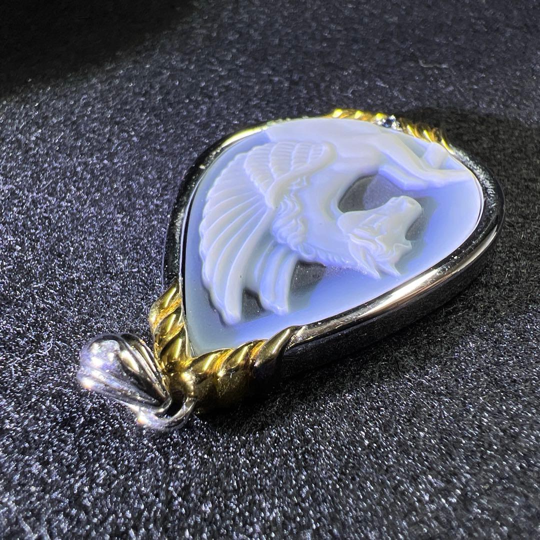 IEI 925刻印ストーンカメオネックレストップ　20g 東Y8-0206☆2F