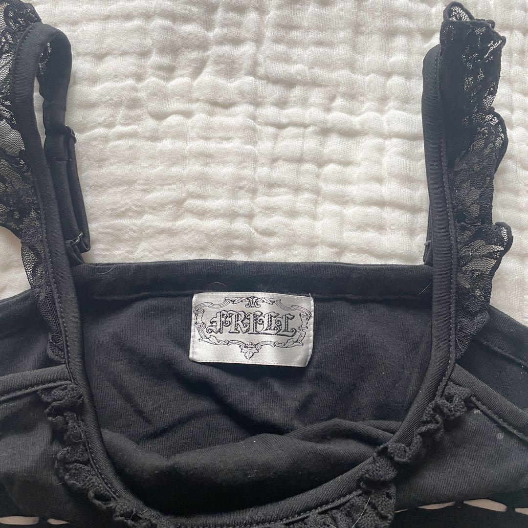 00s 希少 h.naoto FRILL はしごりぼんプリントフリルキャミ