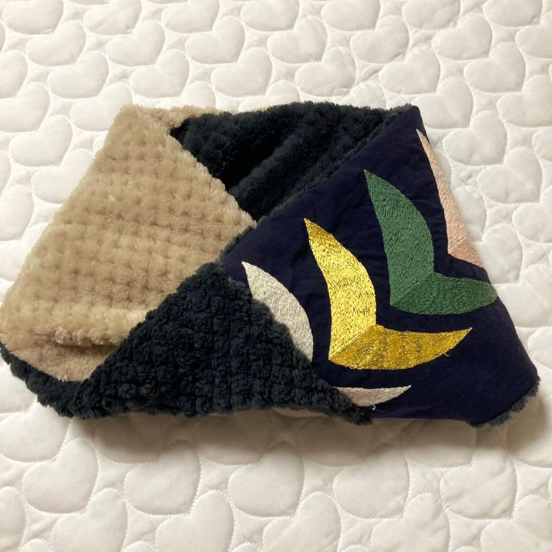 【レア生地】752 ひねりスヌード ネックウォーマー bird★ネイビー★