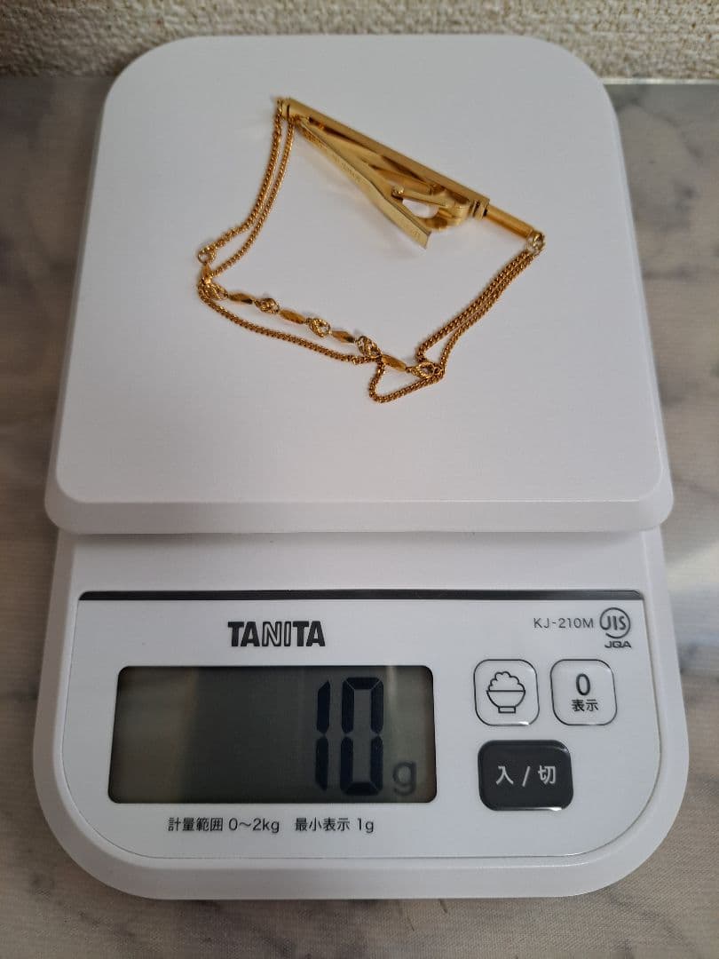 【Lion Star】ゴールド ネクタイピン チェーン付き スライド式 刻印