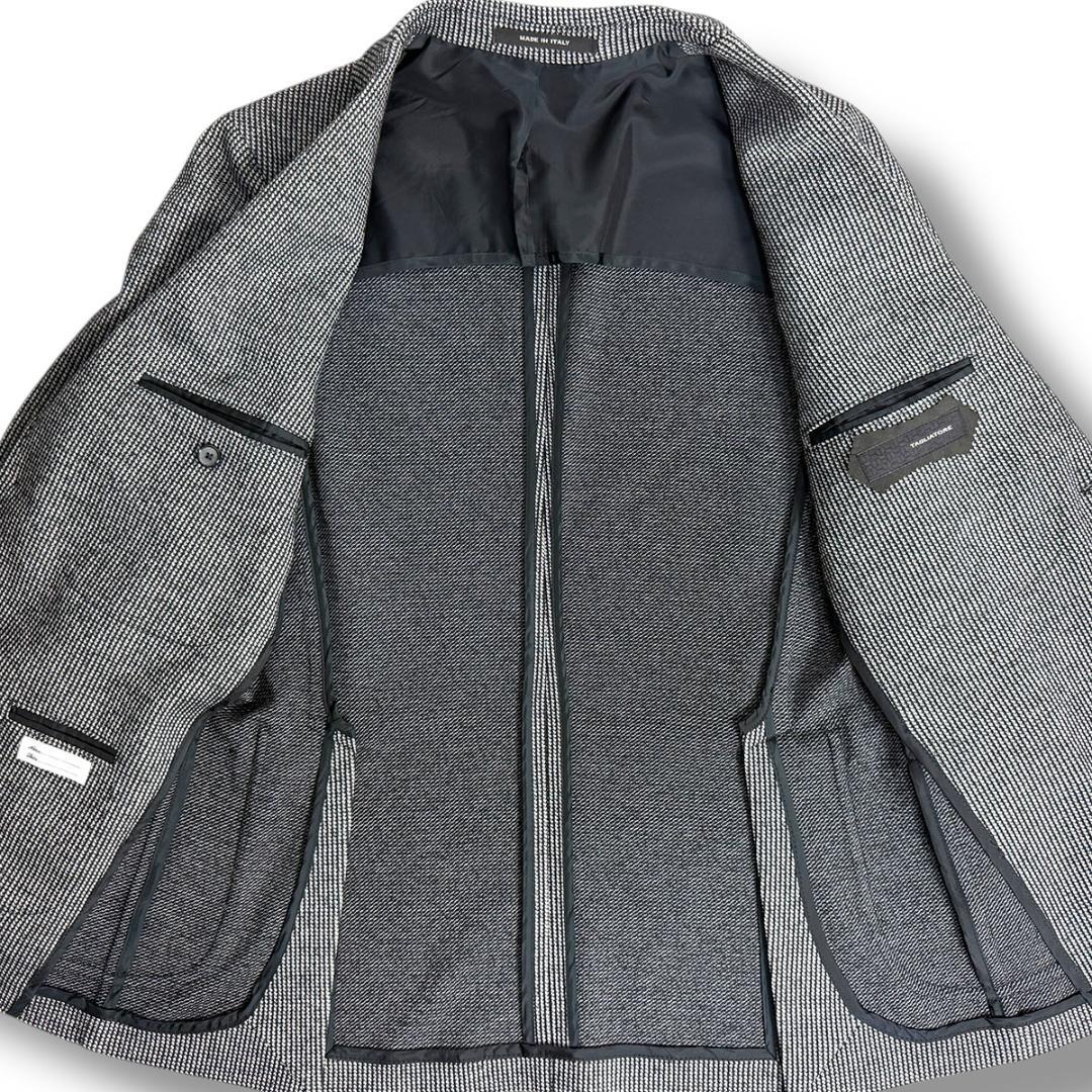 J7123 美品 タリアトーレ フランネルアンコンジャケット 黒×ホワイト 46