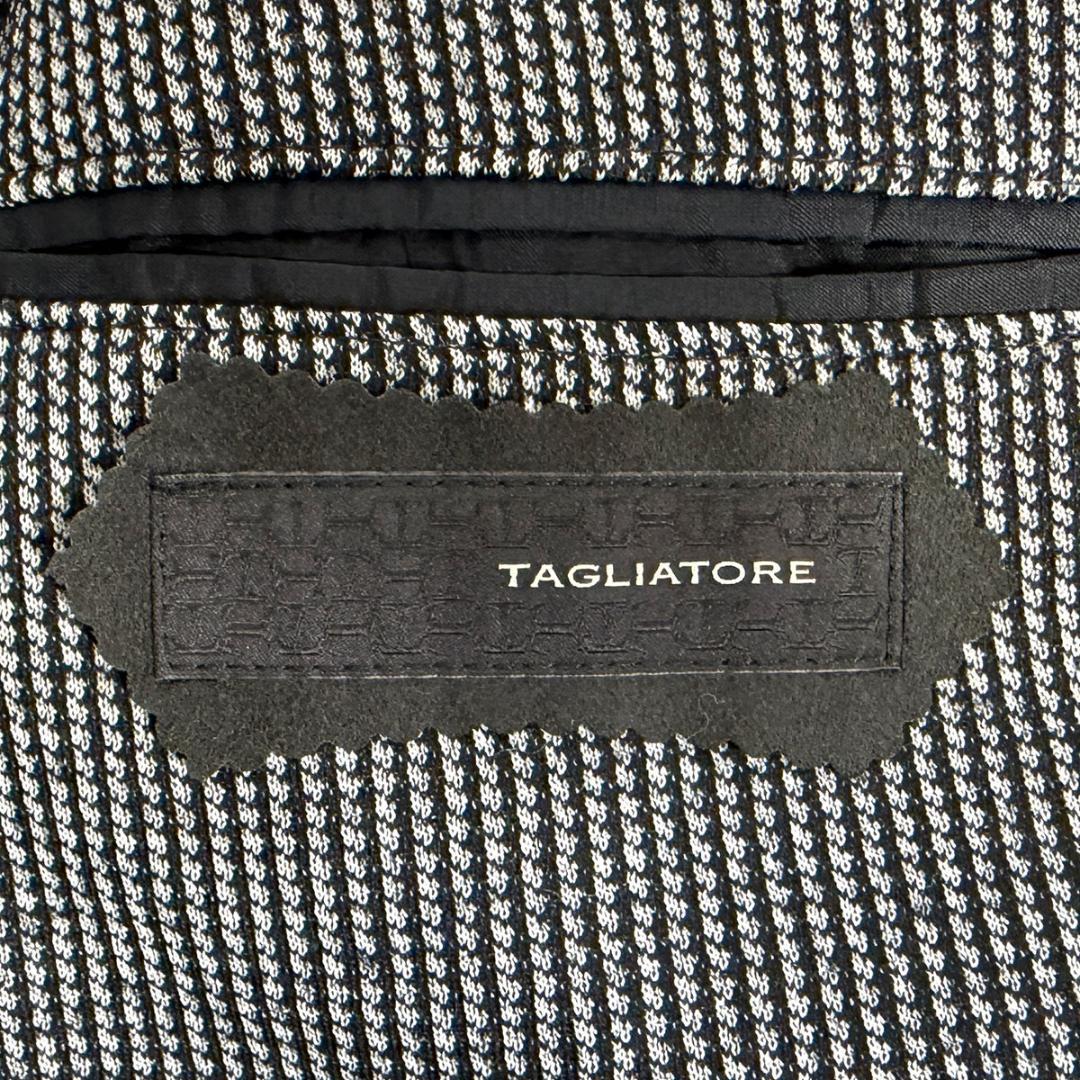 J7123 美品 タリアトーレ フランネルアンコンジャケット 黒×ホワイト 46
