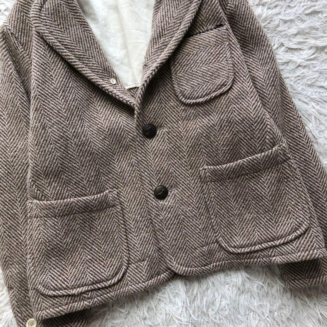 【現行未使用級】45R ツイードメルトンチロリアンジャケット　ヘリンボーン