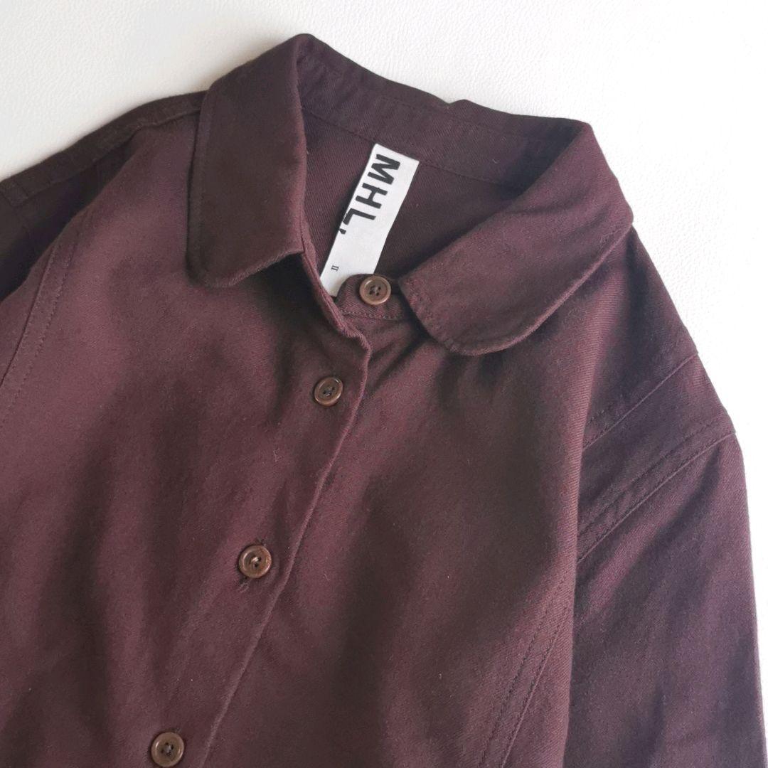 マーガレットハウエル　シャツワンピース 丸襟 コットンウールフランネル