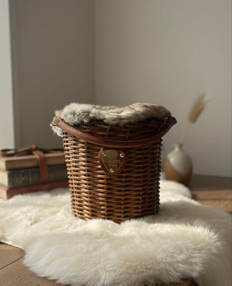 【未使用】ATAO アタオ カゴバッグ ブリーゼ ラビットファー付き