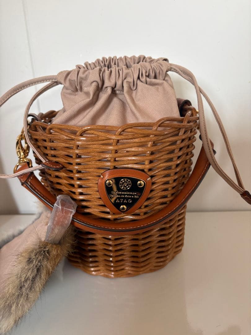 【未使用】ATAO アタオ カゴバッグ ブリーゼ ラビットファー付き