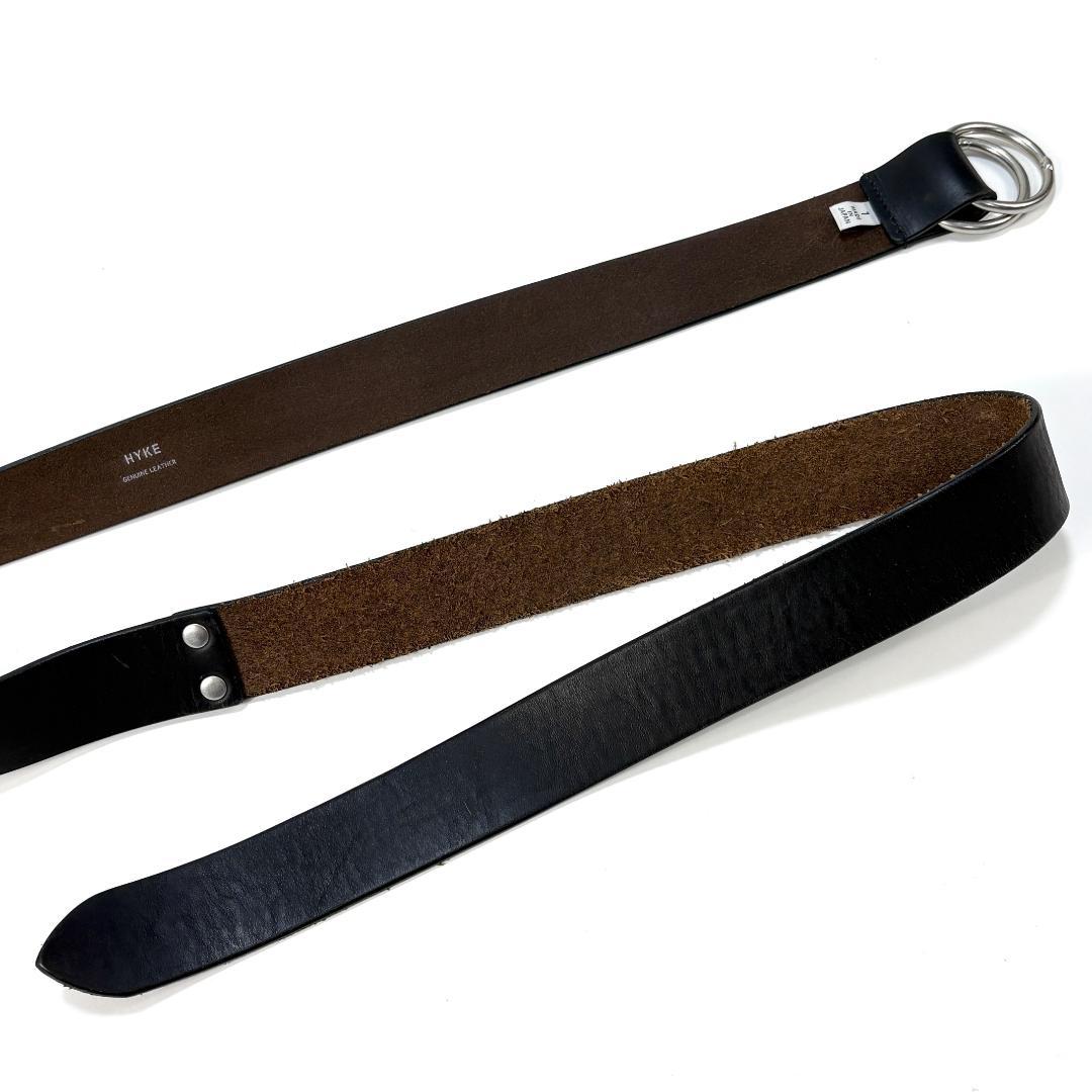 美品 HYKE ハイク 19SS LEATHER RING BELT ブラック