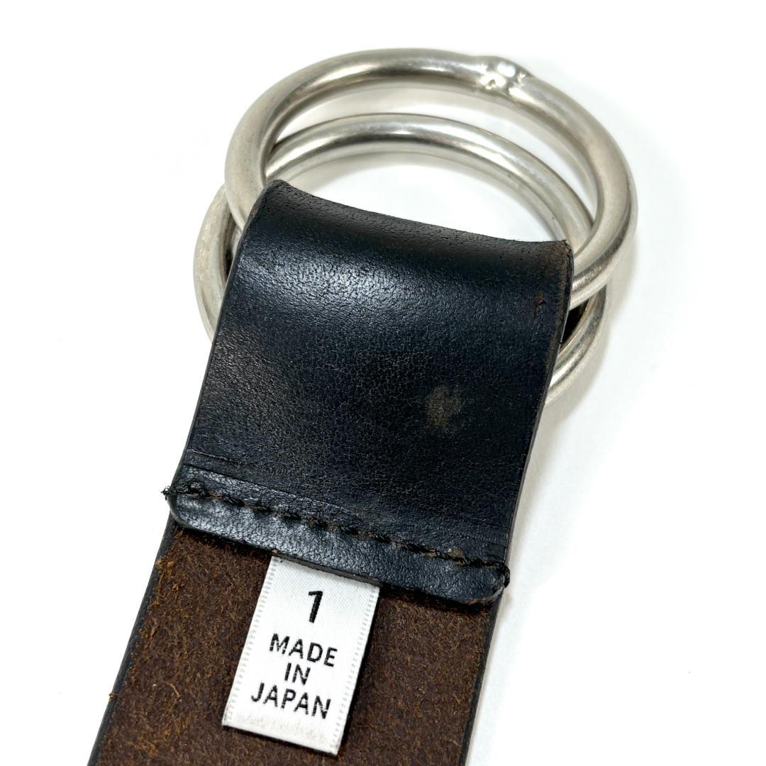 美品 HYKE ハイク 19SS LEATHER RING BELT ブラック