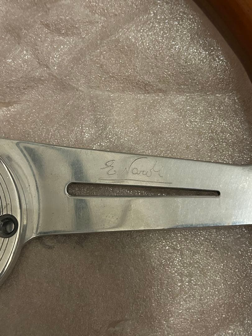 ナルディウッドステアリング 3本スポーク シルバー