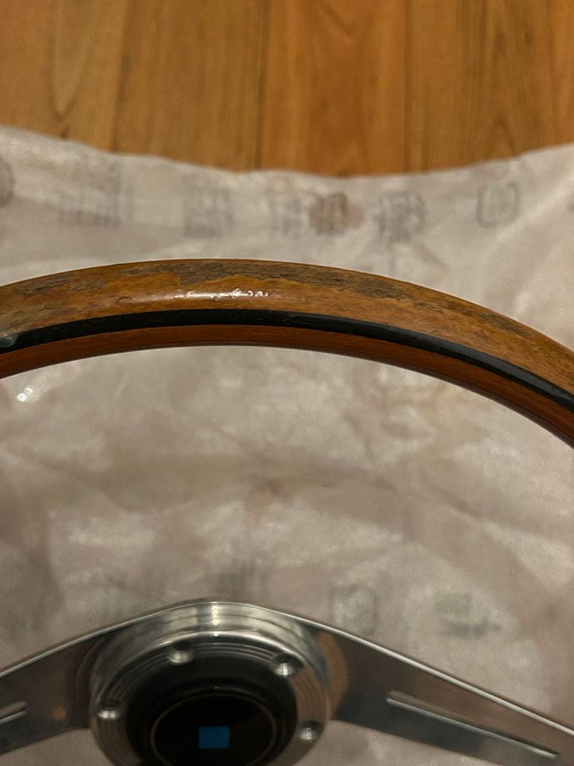 ナルディウッドステアリング 3本スポーク シルバー