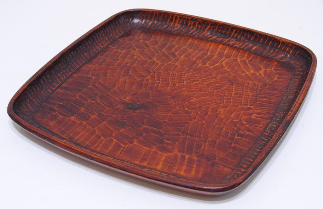 讃岐彫　刳り貫き　刳り抜き　くり抜き　四方 盆　木製　漆器　折敷　香川　漆塗り