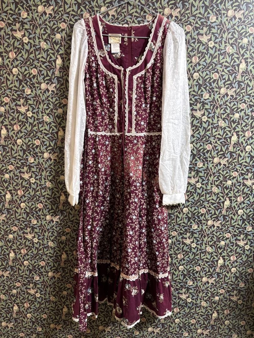 難ありリメイク推奨Gunne Sax 花柄 ヴィンテージ ワンピース