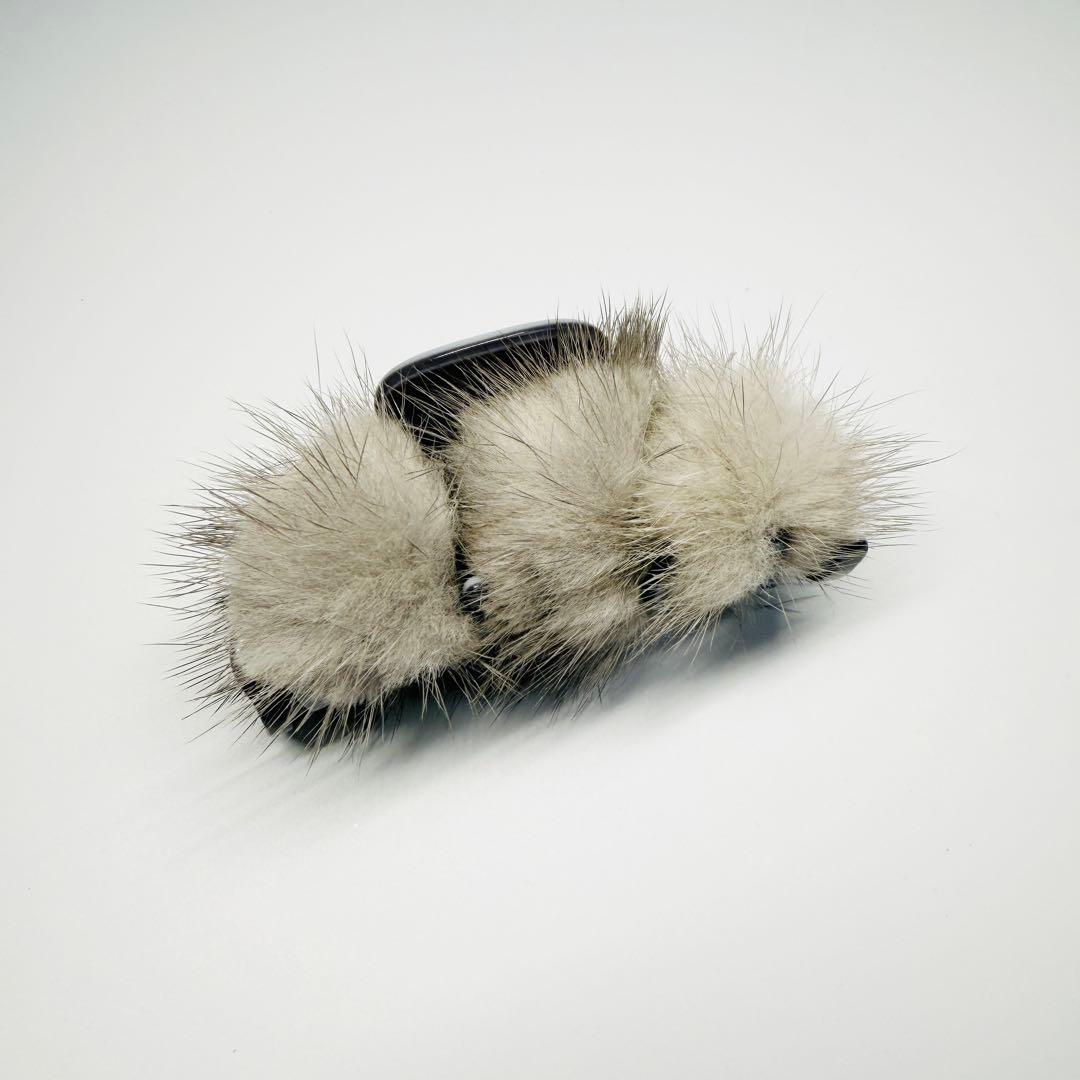 美品♪ Alexandre de paris ミンクファー ヘアクリップ.