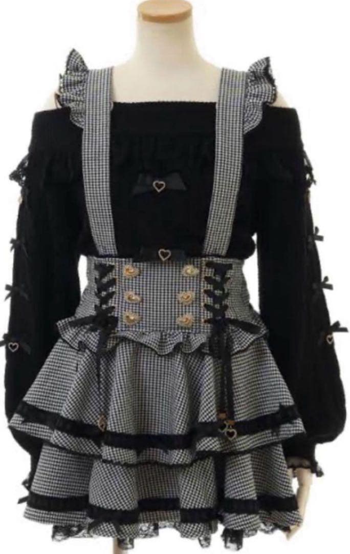 LIZLISAはしごリボンチェックティアードスカパン