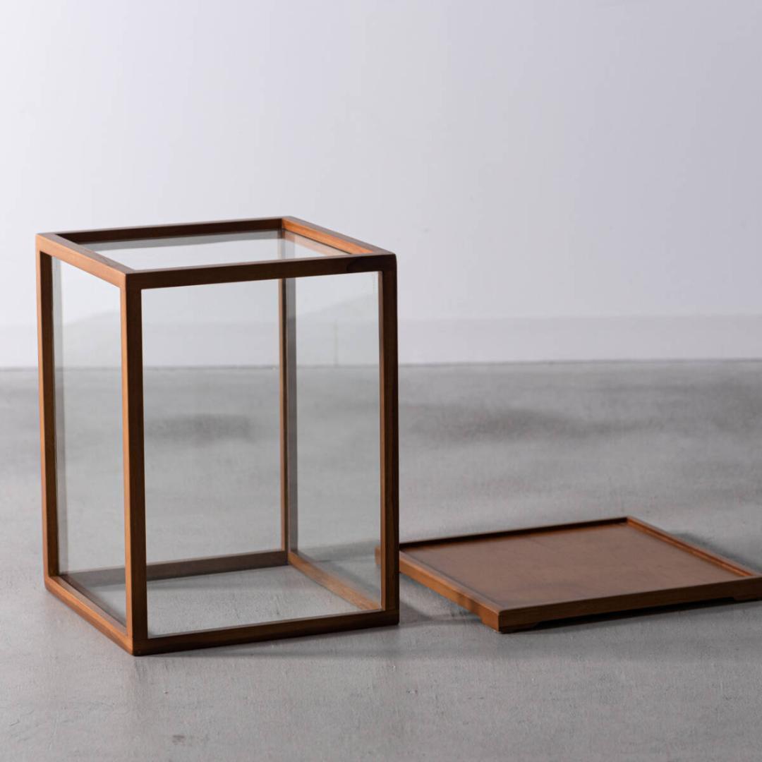 モダン ショーケース ガラス 無垢材 ディスプレイ 展示ケース 収納家具 陳列棚