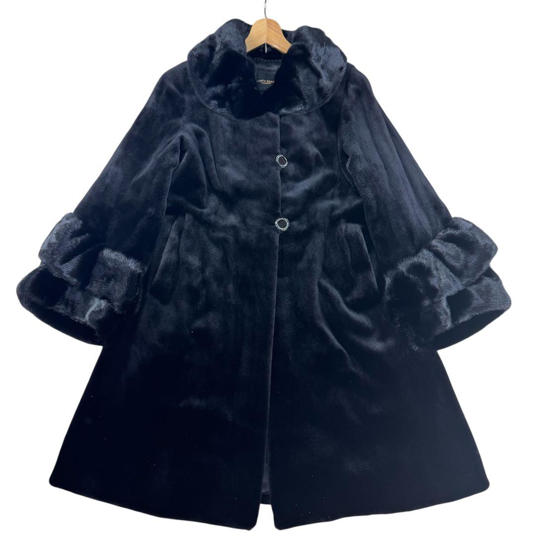 ノースビーチ コペンハーゲン ミンク ファーコート ロング丈 ベルスリーブ 毛皮