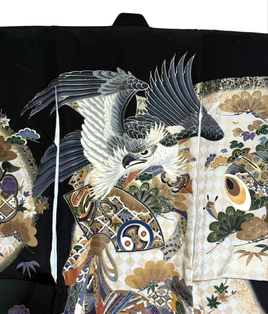 男の子　一つ身着物、長襦袢セット　お宮参りにオススメ　正絹　黒