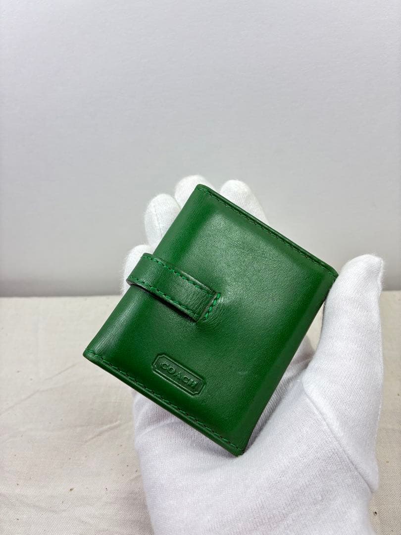 小物 Old coach green Three-sided photo case