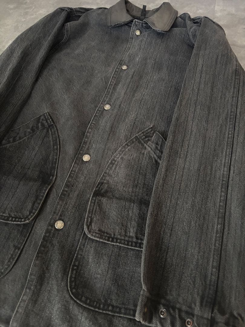 Woolrich 襟レザー ブラックデニム ウールリッチ　BLACK USA製