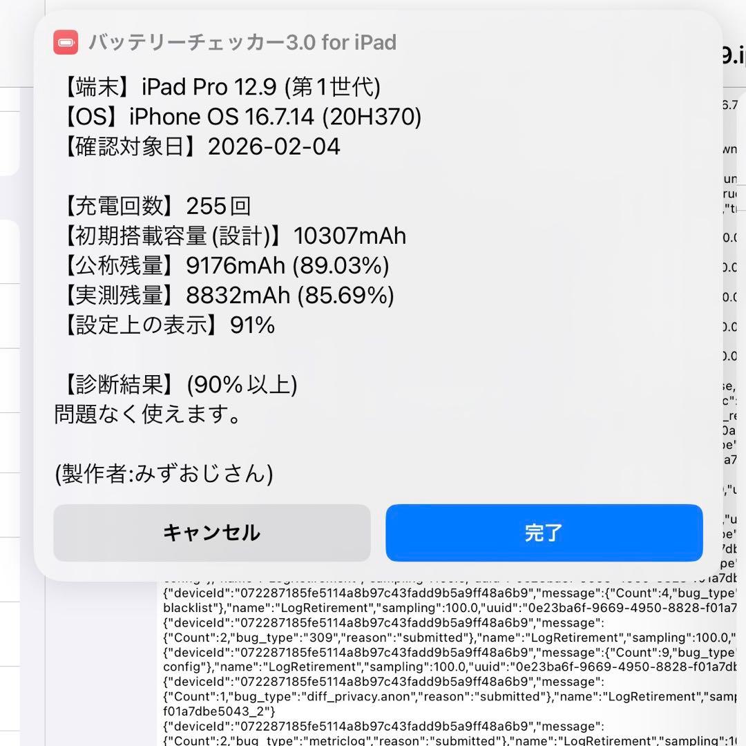 iPad Pro 12.9インチ 第1世代 Wi-Fi 32GB 最大容量91%