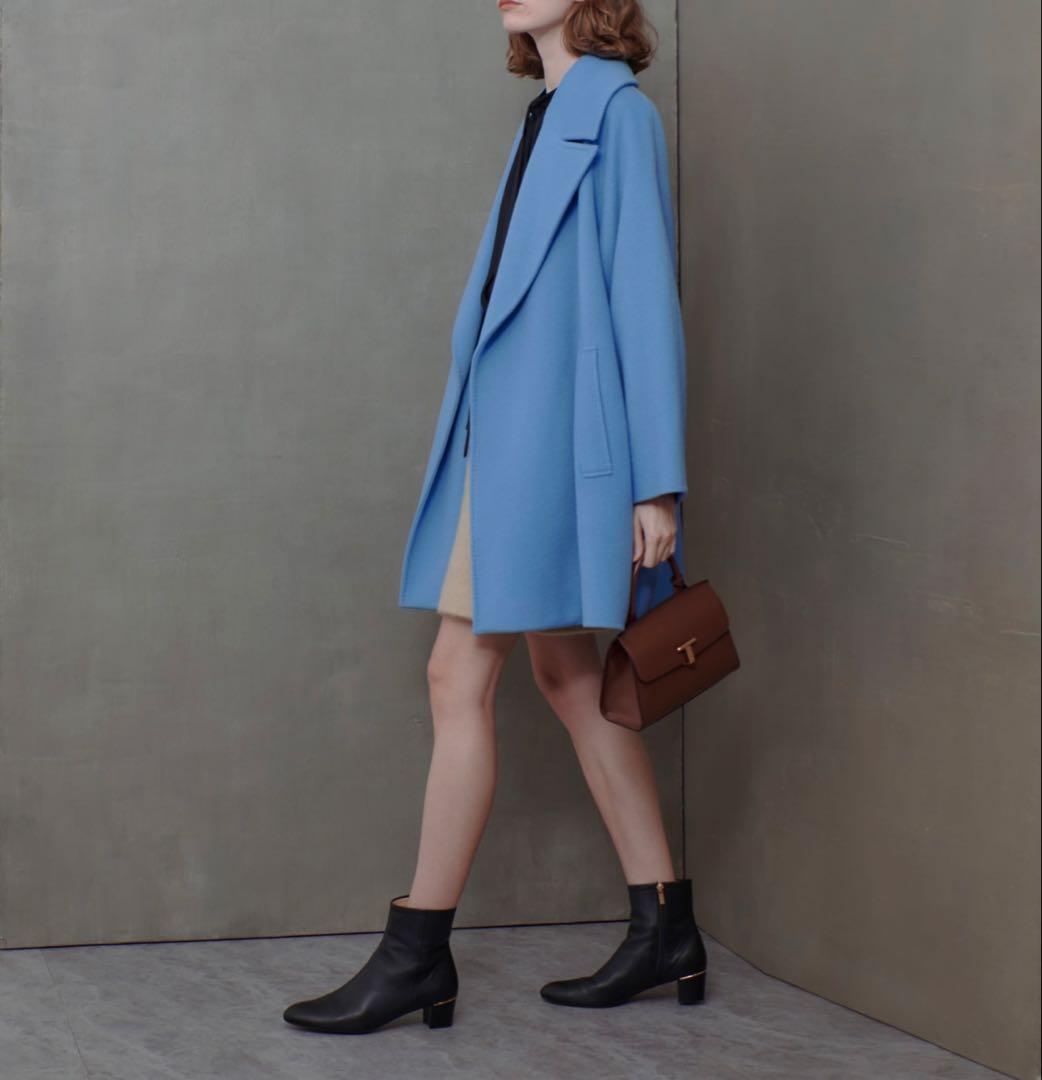 未使用 allureville リバービッグカラーミドル丈コート ブルー