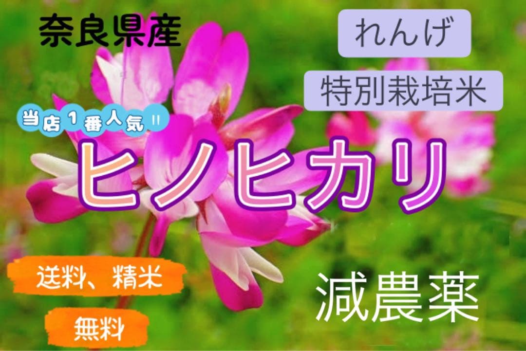 令和7年　奈良県産　れんげ特別栽培米減農薬　有機肥料ひのひかり10kg