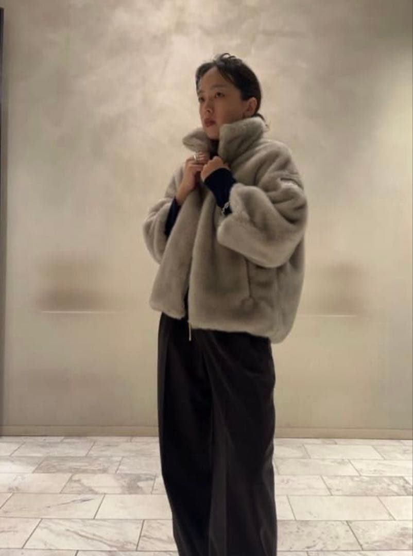 【美品】TATRAS トゥモローランド 別注 エコファーコート グレー S